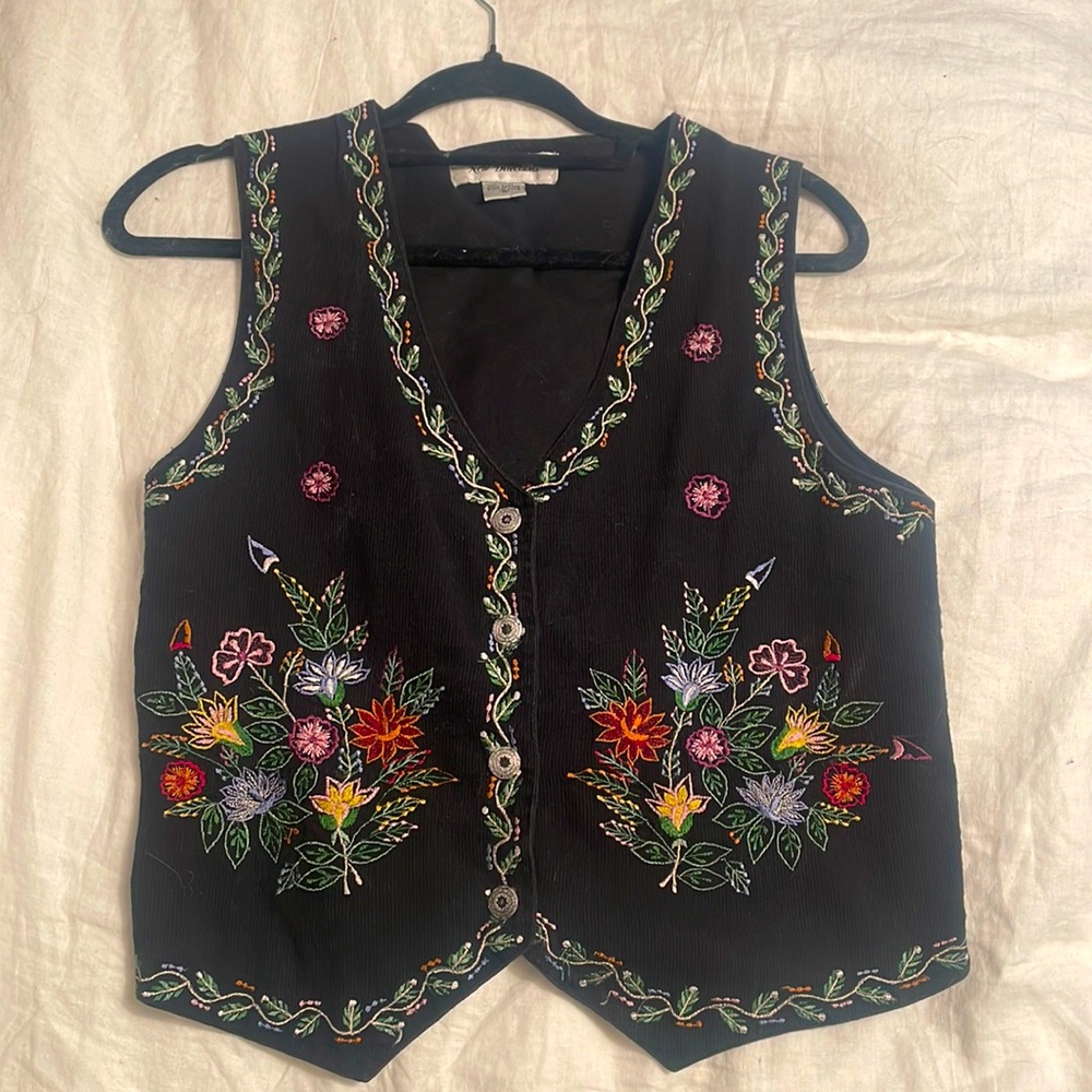 Vintage cotton embroidered vest
